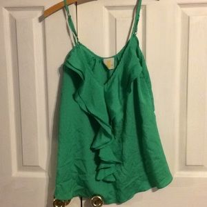 Green tank top with ruffles
